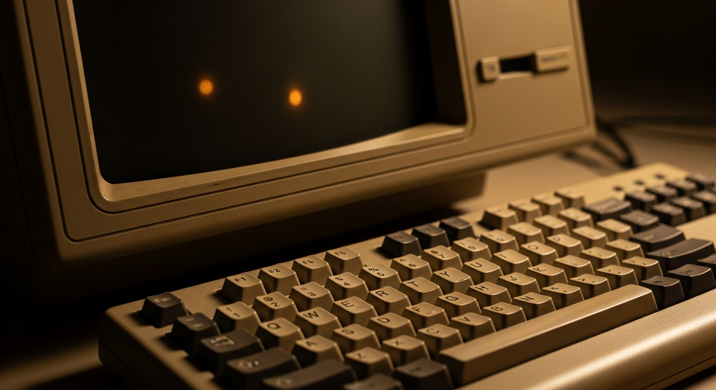Close-up of a vintage computer terminal